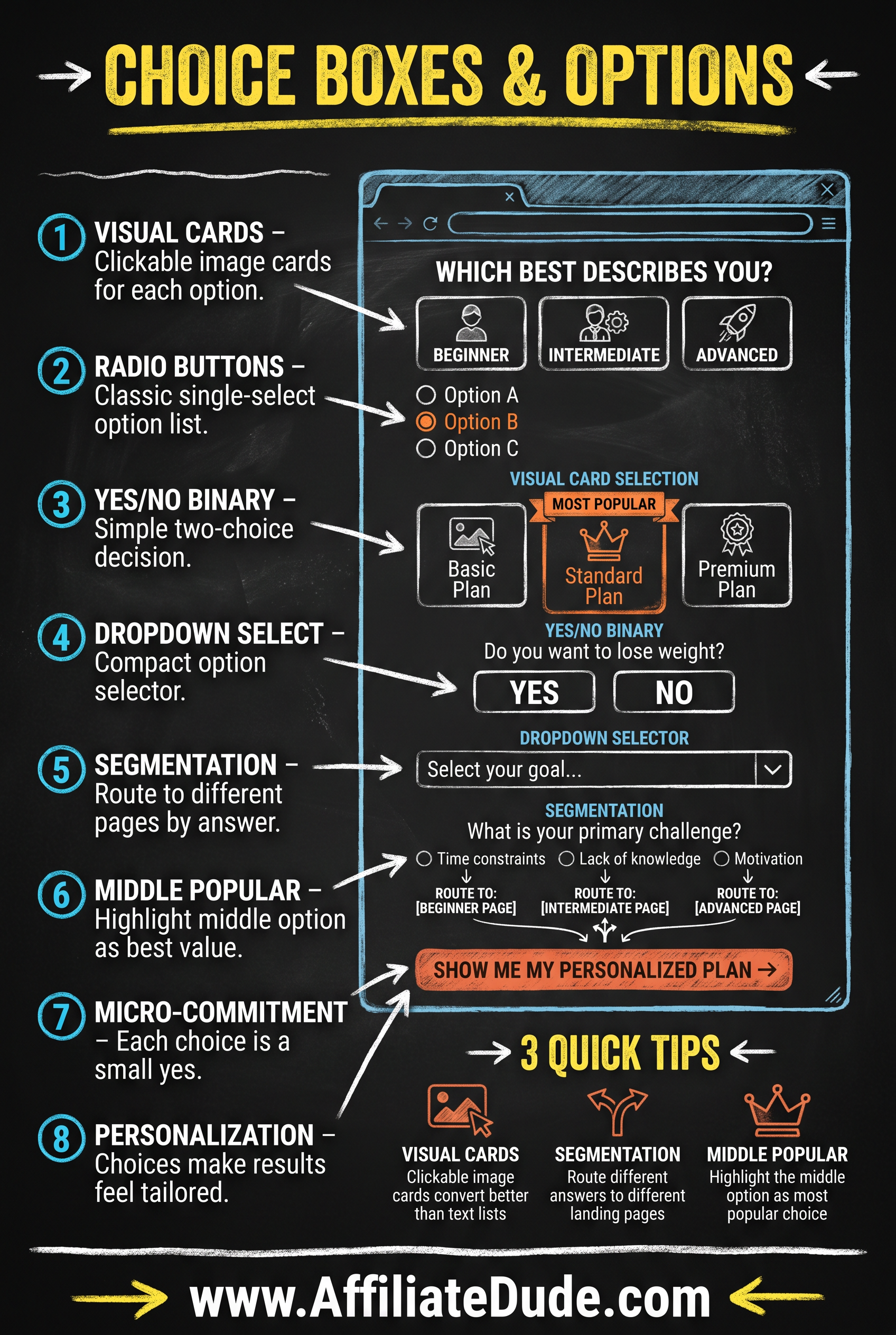Choice Boxes / Radio Buttons infographic